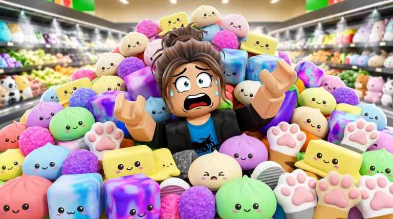 A busy cleanup room in Clean the Squishies